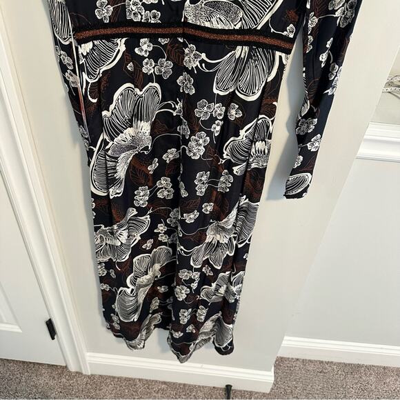 NWT WARM NY Black Floral Long Sleeve Maxi Dress 0 - Picture 5 of 13